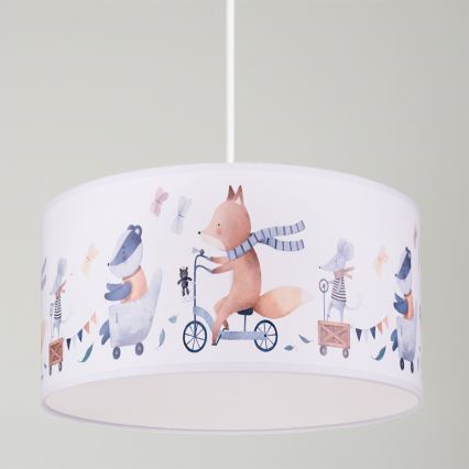 Brilagi - LED otroški lestenec na kablu BOBO 1xE27/60W/230V Ø 35 cm bela/živalski motivi