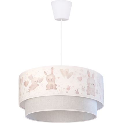 Brilagi - LED otroški lestenec na vrvici BOBO 1xE27/60W/230V Ø 40 cm kremna/siva/z motivom zajčkov