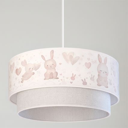 Brilagi - LED otroški lestenec na vrvici BOBO 1xE27/60W/230V Ø 40 cm kremna/siva/z motivom zajčkov