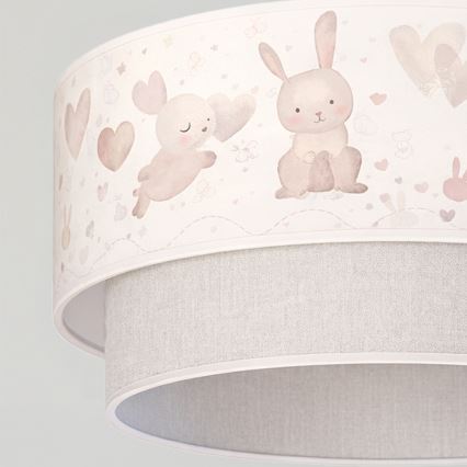 Brilagi - LED otroški lestenec na vrvici BOBO 1xE27/60W/230V Ø 40 cm kremna/siva/z motivom zajčkov