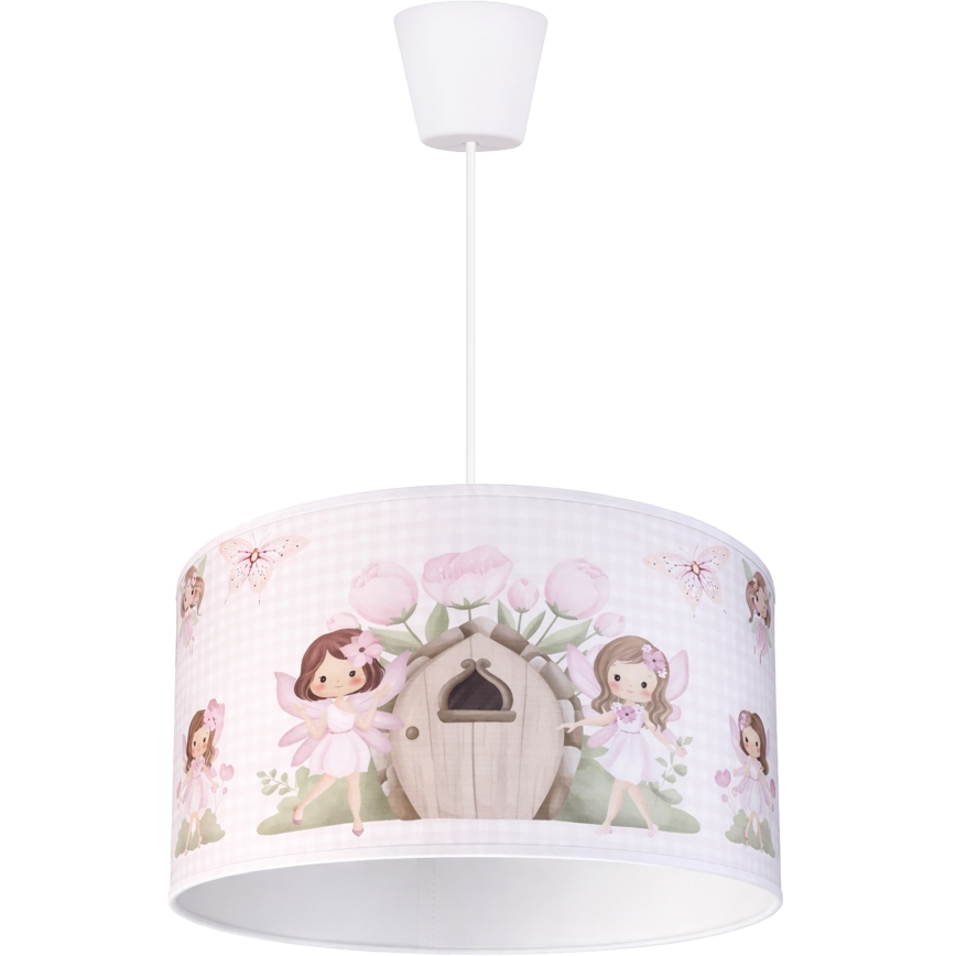 Brilagi - LED otroški lestenec na vrvici BOBO 1x E27/60W/230V, premer 35 cm, rožnata/vile