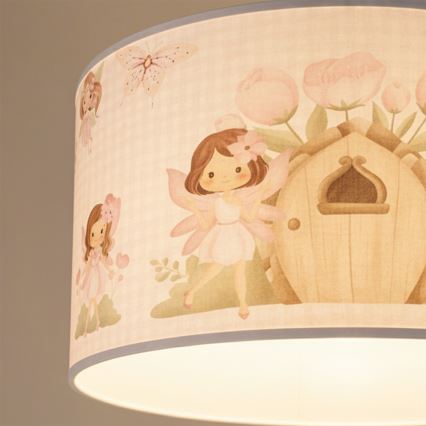 Brilagi - LED otroški lestenec na vrvici BOBO 1x E27/60W/230V, premer 35 cm, rožnata/vile
