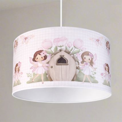 Brilagi - LED otroški lestenec na vrvici BOBO 1x E27/60W/230V, premer 35 cm, rožnata/vile