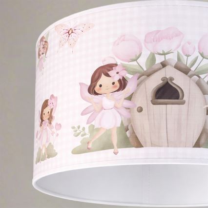 Brilagi - LED otroški lestenec na vrvici BOBO 1x E27/60W/230V, premer 35 cm, rožnata/vile