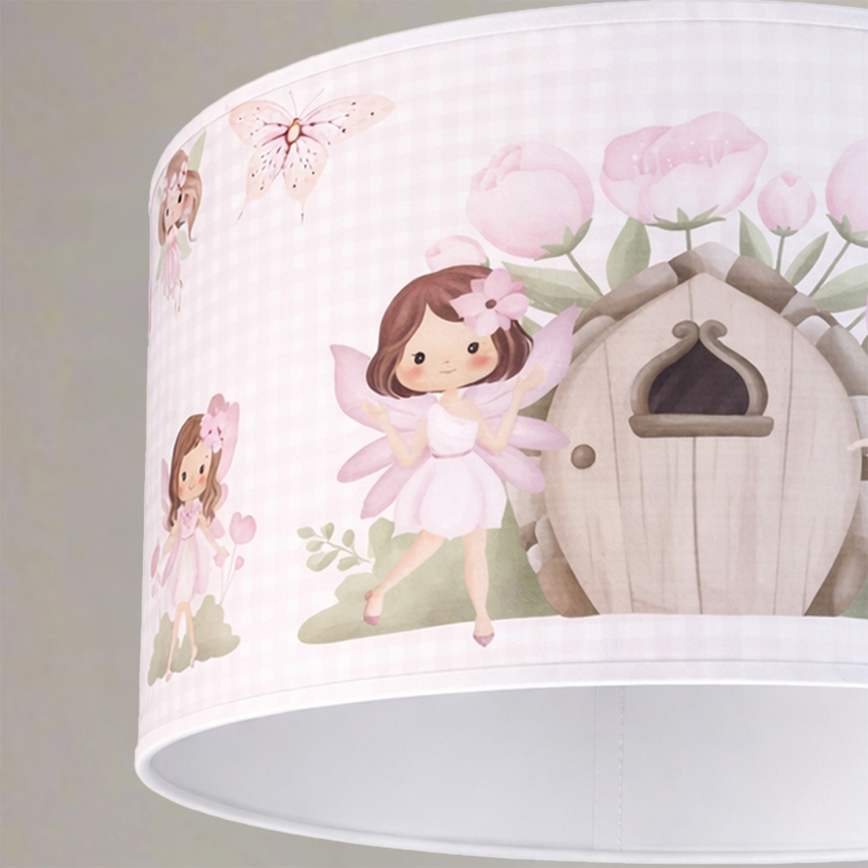 Brilagi - LED otroški lestenec na vrvici BOBO 1x E27/60W/230V, premer 35 cm, rožnata/vile