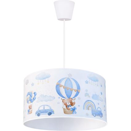 Brilagi - LED otroški lestenec na vrvici BOBO 1xE27/10W/230V premer 35 cm modri/medvedki