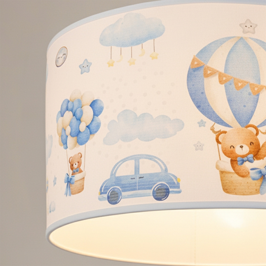 Brilagi - LED otroški lestenec na vrvici BOBO 1xE27/10W/230V premer 35 cm modri/medvedki