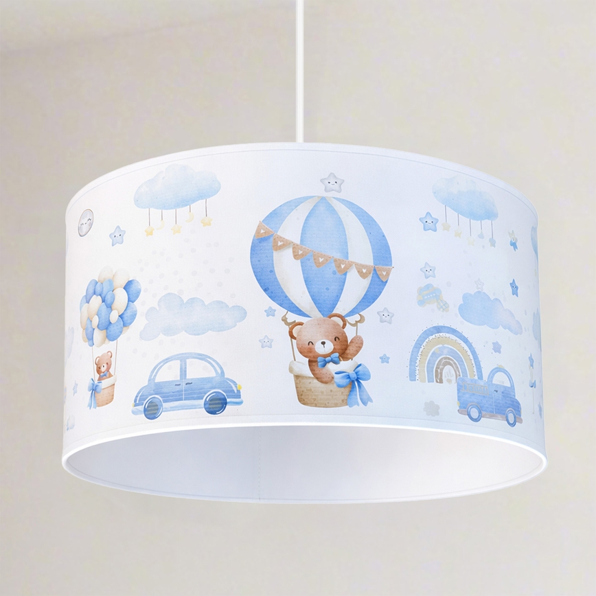 Brilagi - LED otroški lestenec na vrvici BOBO 1xE27/10W/230V premer 35 cm modri/medvedki