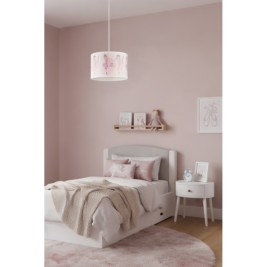 Brilagi - LED otroški lestenec na vrvici BOBO 1xE27/10W/230V premer 35 cm rožnat/baletke