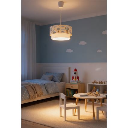 Brilagi - LED otroški lestenec na kablu BOBO 1xE27/10W/230V, premer 40 cm, kremna/modra/medvedki