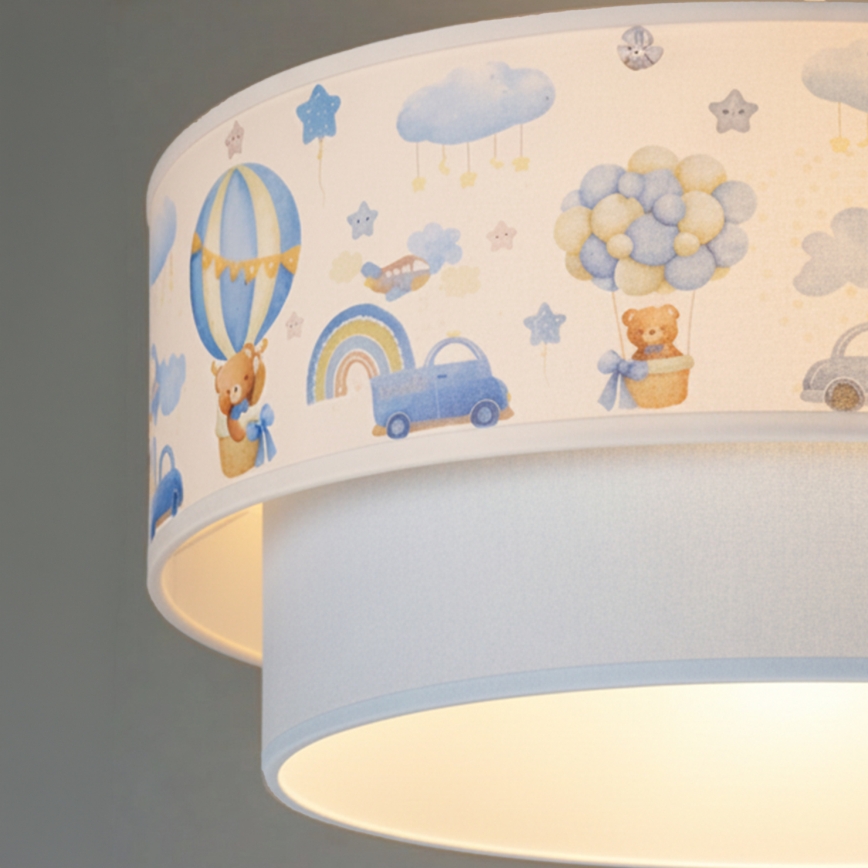 Brilagi - LED otroški lestenec na kablu BOBO 1xE27/10W/230V, premer 40 cm, kremna/modra/medvedki