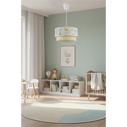 Brilagi - LED otroški lestenec na vrvici BOBO 1xE27/60W/230V pr.40 cm bela/bež/živalski motiv
