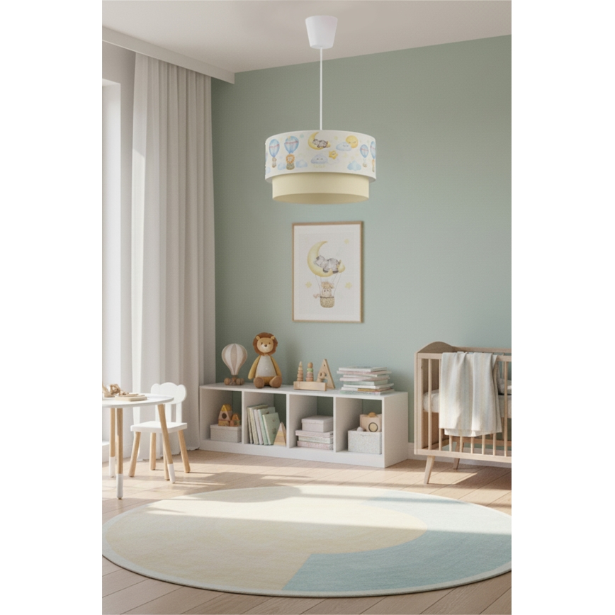 Brilagi - LED otroški lestenec na vrvici BOBO 1xE27/60W/230V pr.40 cm bela/bež/živalski motiv