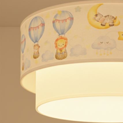 Brilagi - LED otroški lestenec na vrvici BOBO 1xE27/60W/230V pr.40 cm bela/bež/živalski motiv