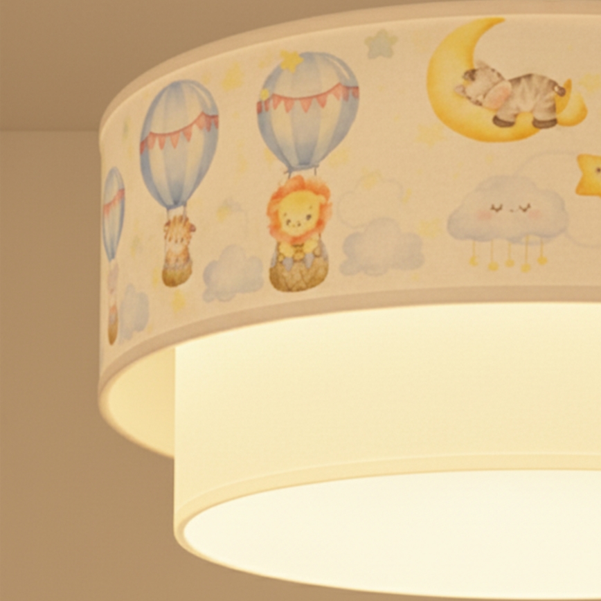 Brilagi - LED otroški lestenec na vrvici BOBO 1xE27/60W/230V pr.40 cm bela/bež/živalski motiv