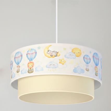 Brilagi - LED otroški lestenec na vrvici BOBO 1xE27/60W/230V pr.40 cm bela/bež/živalski motiv