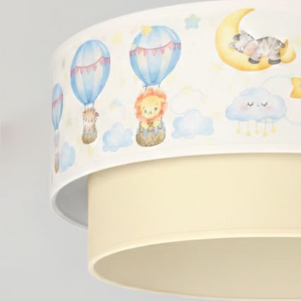 Brilagi - LED otroški lestenec na vrvici BOBO 1xE27/60W/230V pr.40 cm bela/bež/živalski motiv