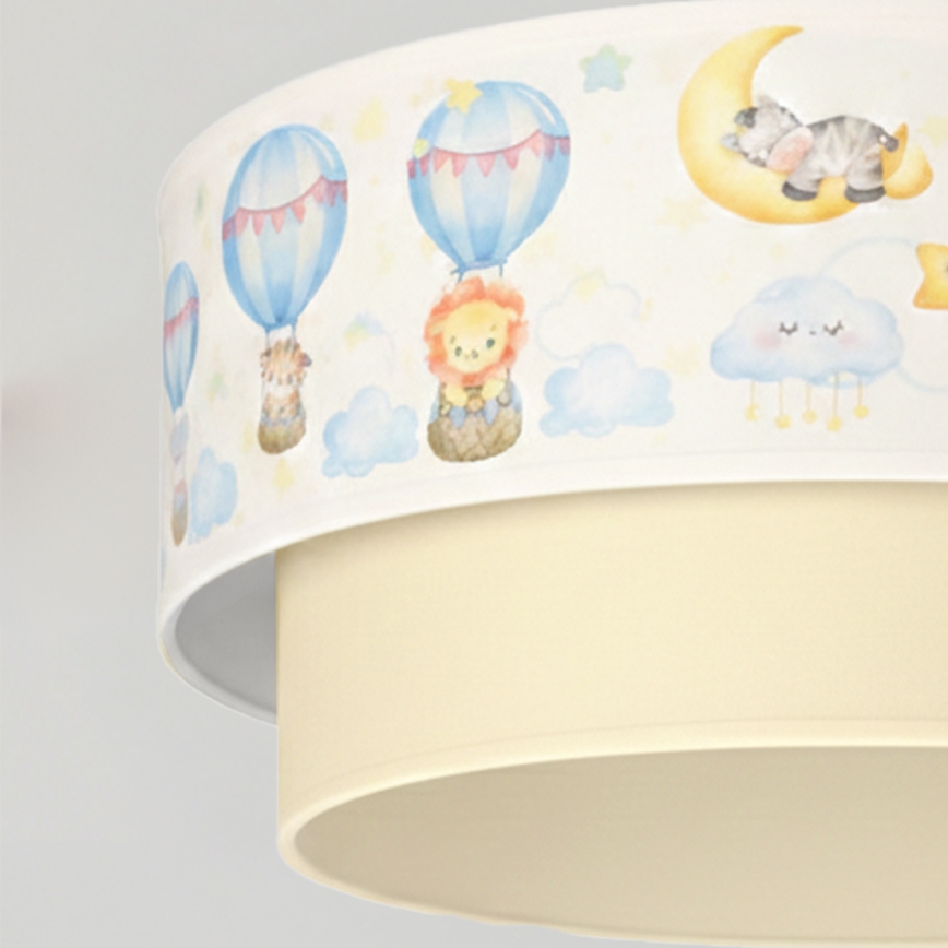 Brilagi - LED otroški lestenec na vrvici BOBO 1xE27/60W/230V pr.40 cm bela/bež/živalski motiv