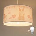 Brilagi - LED otroški lestenec na vrvici BOBO 1xE27/60W/230V, premer 35 cm, bela/živalski motiv