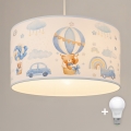 Brilagi - LED otroški lestenec na vrvici BOBO 1xE27/60W/230V premer 35 cm modri/medvedki