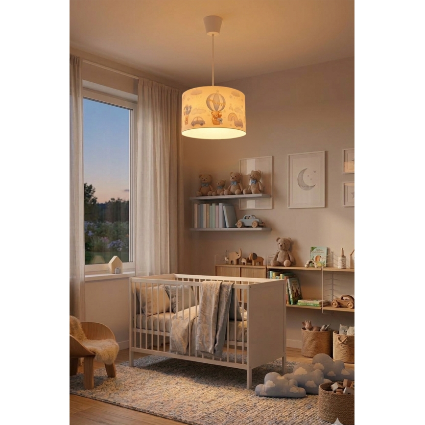 Brilagi - LED otroški lestenec na vrvici BOBO 1xE27/60W/230V premer 35 cm modri/medvedki