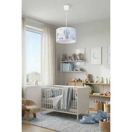 Brilagi - LED otroški lestenec na vrvici BOBO 1xE27/60W/230V premer 35 cm modri/medvedki