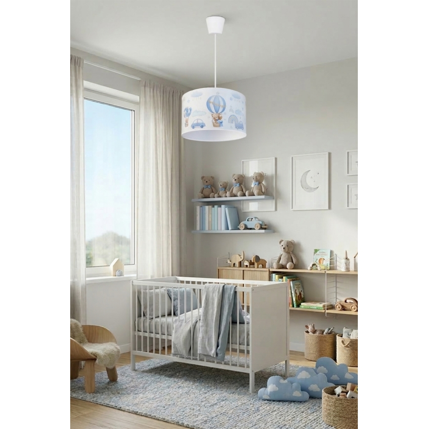 Brilagi - LED otroški lestenec na vrvici BOBO 1xE27/60W/230V premer 35 cm modri/medvedki