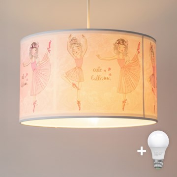 Brilagi - LED otroški lestenec na vrvici BOBO 1xE27/60W/230V premer 35 cm rožnat/baletke