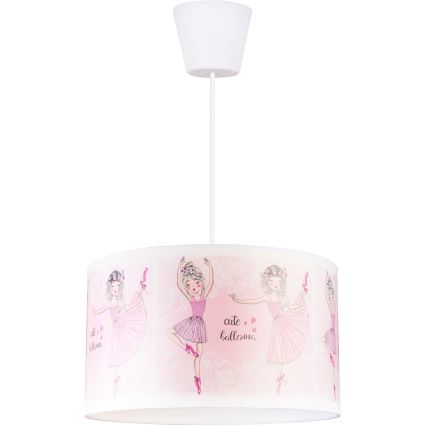 Brilagi - LED otroški lestenec na vrvici BOBO 1xE27/60W/230V premer 35 cm rožnat/baletke