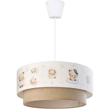Brilagi - LED otroški lestenec na vrvici BOBO 1xE27/60W/230V premer 40 cm bela/bež/medvedki