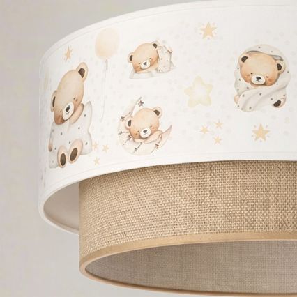 Brilagi - LED otroški lestenec na vrvici BOBO 1xE27/60W/230V premer 40 cm bela/bež/medvedki