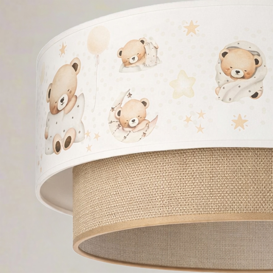 Brilagi - LED otroški lestenec na vrvici BOBO 1xE27/60W/230V premer 40 cm bela/bež/medvedki