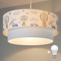 Brilagi-LED Otroški lestenec na vrvici BOBO 1xE27/60W/230V Ø 40 cm kremna/modra/medvedek
