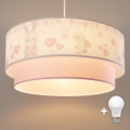 Brilagi - LED otroški luster na kablu BOBO 1xE27/60W/230V, premer 40 cm, kremna/rožnata/s motivom zajčkov