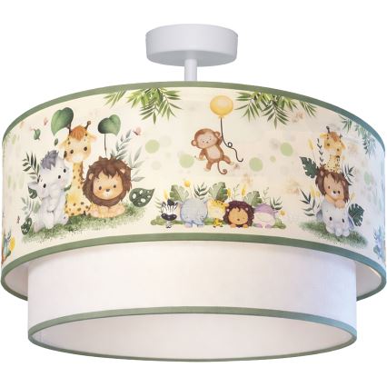 Brilagi - LED otroška površinska stropna svetilka BOBO 1xE27/10W/230V premer 40 cm kremna/zelena/džungla