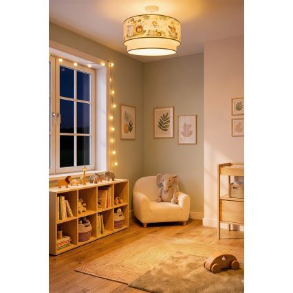 Brilagi - LED otroška površinska stropna svetilka BOBO 1xE27/10W/230V premer 40 cm kremna/zelena/džungla