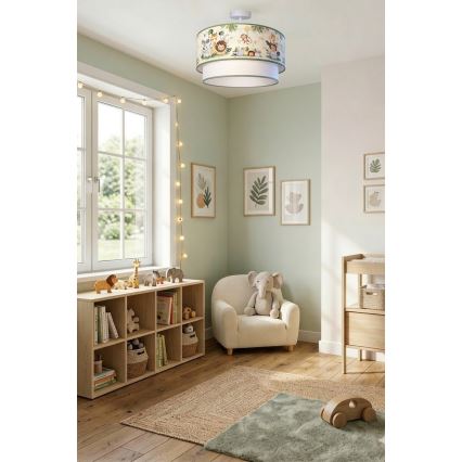 Brilagi - LED otroška površinska stropna svetilka BOBO 1xE27/10W/230V premer 40 cm kremna/zelena/džungla