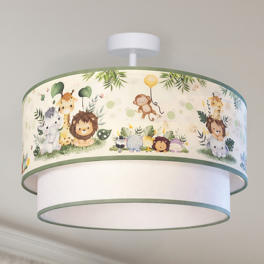 Brilagi - LED otroška površinska stropna svetilka BOBO 1xE27/10W/230V premer 40 cm kremna/zelena/džungla