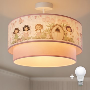 Brilagi - LED otroški površinsko pritrjen lestenec BOBO 1xE27/60W/230V, premer 40 cm, rožnat z motivom vil