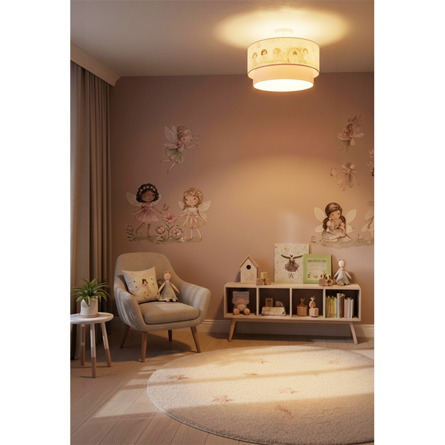 Brilagi - LED otroški površinsko pritrjen lestenec BOBO 1xE27/60W/230V, premer 40 cm, rožnat z motivom vil