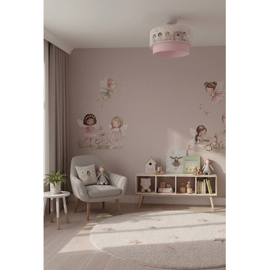 Brilagi - LED otroški površinsko pritrjen lestenec BOBO 1xE27/60W/230V, premer 40 cm, rožnat z motivom vil