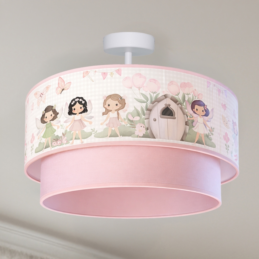 Brilagi - LED otroški površinsko pritrjen lestenec BOBO 1xE27/60W/230V, premer 40 cm, rožnat z motivom vil