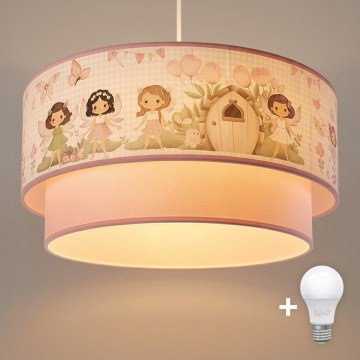 Brilagi - LED otroški viseči lestenec BOBO na kablu 1xE27/60W/230V, premer 40 cm, roza/vile