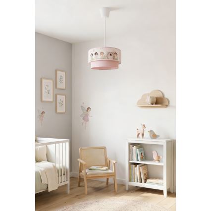 Brilagi - LED otroški viseči lestenec BOBO na kablu 1xE27/60W/230V, premer 40 cm, roza/vile