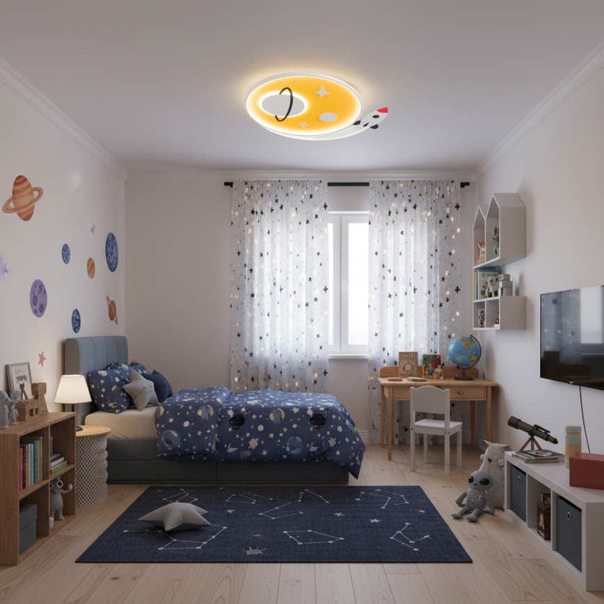 Brilagi - Otroška stropna LED svetilka STARSHIP LED/64W/230V 3000/4500/6000K rumena