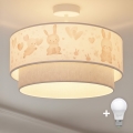 Brilagi-LED Površinsko pritrjena otroška stropna svetilka BOBO 1xE27/60W/230V Ø40 cm kremna/siva/kraljevsko modra