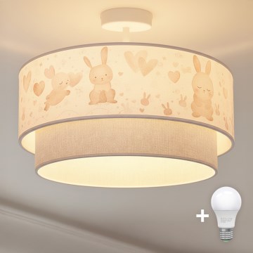 Brilagi-LED Površinsko pritrjena otroška stropna svetilka BOBO 1xE27/60W/230V Ø40 cm kremna/siva/kraljevsko modra