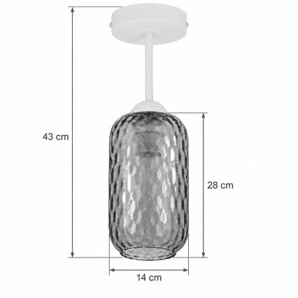 BRILAGI - LED pritrjen lestenec RETRO GLASS 1xE27/60W/230V premer 14 cm bela/dimljena siva