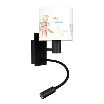 Brilagi - LED prilagodljiva otroška stenska svetilka BOBO 1xE27/25W/230V + LED/3W črna/bela/živalski motiv