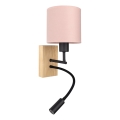 Brilagi - LED prilagodljiva stenska svetilka BOBO WOOD 1xE27/25W/230V + LED/3W hrast/črna/rožnata